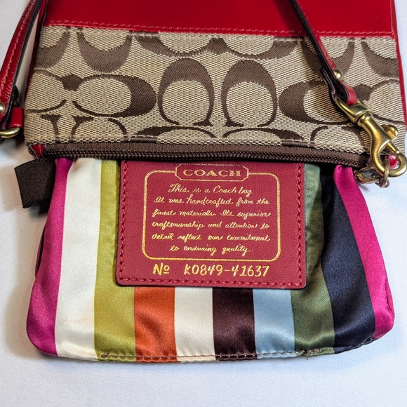 Coach Red and Tan Wristlet Legacy EUC Patent Leather Gold Hardware! - Picture 3 of 8